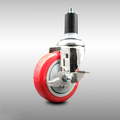 Service Caster 4 Inch 316SS Red Polyurethane Swivel 1-1/4 Inch Expanding Stem Caster Brake SCC-SS316EX20S414-PPUB-RED-TLB-114